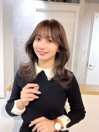 セミロング カラー ヘアアレンジ 韓国レイヤー/ 顔周り💕田中将吾のヘアスタイル