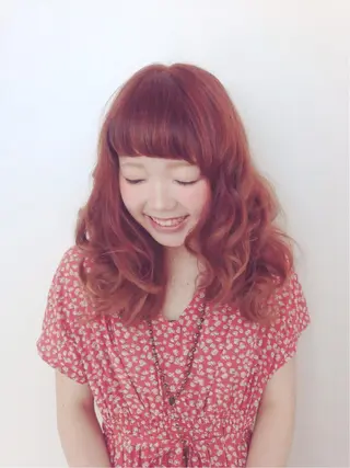 ミディアム セミロング ロング カラー パーマ 福島 純子のヘアスタイル