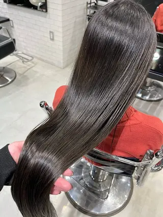 セミロング カラー パーマ ヘアアレンジ 透明感/オリーブ/ グレージュ/YUKAのヘアスタイル