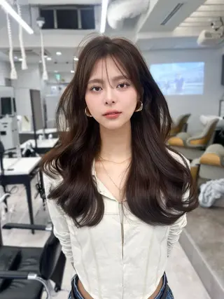 ロング カラー 韓国ヘア♡ 顔まわりカットayaのヘアスタイル