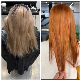 ロング け んブリーチ縮毛矯正のヘアスタイル