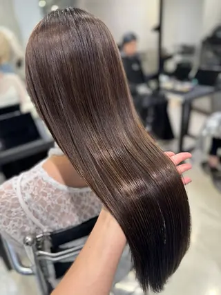 セミロング カラー パーマ ヘアアレンジ 透明感/オリーブ/ グレージュ/YUKAのヘアスタイル