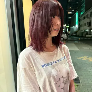 ミディアム 舟橋耀/ブリーチカラ ー/レイヤーカットのヘアスタイル