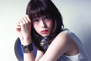 ミディアム セミロング カラー パーマ 川間 将彦のヘアスタイル