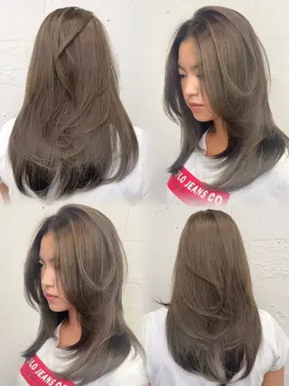 セミロング カラー RINA ブリーチ / 海外レイヤーのヘアスタイル