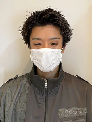 ショート メンズ パーマ/ダブルカラー ブリーチ⭐️海斗のヘアスタイル