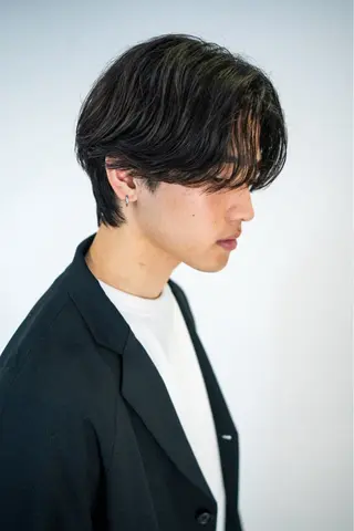 ミディアム パーマ メンズ グランジヘア 無造作ヘアHYUGAのヘアスタイル