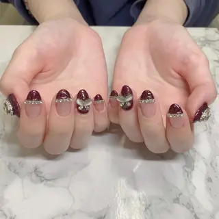 ネイル はな💎ネイル ワンホン、長さ出しのネイルデザイン