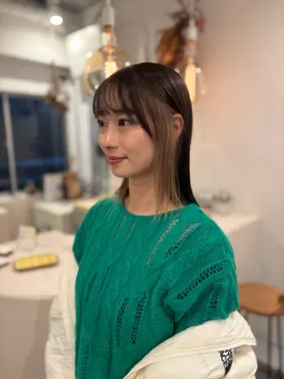 ミディアム カラー ond〖オンド〗所属・中目黒インナーカラー ボブ橋本青輝のヘアスタイル