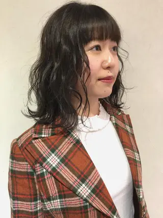 ミディアム カラー パーマ/透明感カラー /ボブ/吉田一生のヘアスタイル