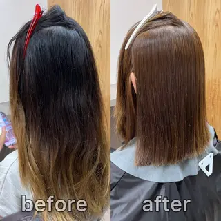 ミディアム カラー パーマ KIZU 髪質改善 オカルト怪談のヘアスタイル