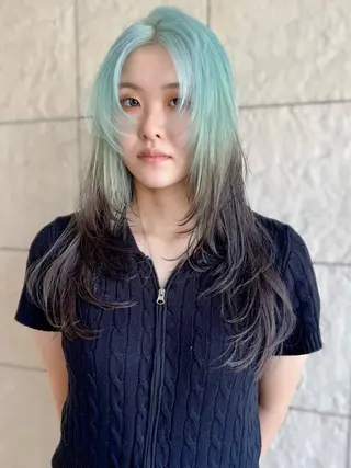 ロング 垢抜け/レイヤー/ ハイトーン/アスナのヘアスタイル