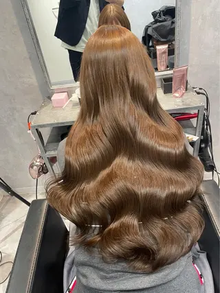 セミロング カラー mimiiy梅田 中崎町ハイトーンのヘアスタイル