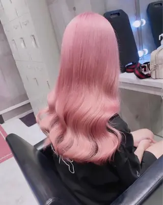 ロング カラー パーマ ヘアアレンジ メンズ キッズ ネイル マツエク・マツパ アイブロウ ハイトーン/ピンク 💗モモ໒꒱のヘアスタイル