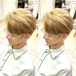 ショート メンズ ブリーチデザインカラ ー/メンズ◎mariのヘアスタイル