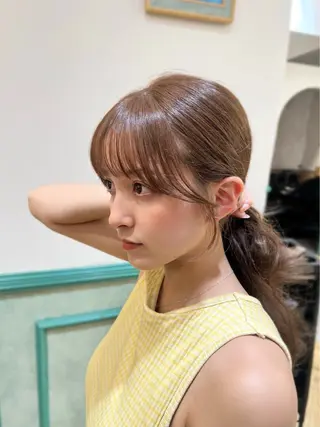 セミロング 韓国レイヤーカット/ 縮毛矯正/羽田航のヘアスタイル