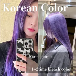 セミロング カラー Qin shaire salon所属・🤍ハイトーンカラー MAKOTO🤍のヘアスタイル