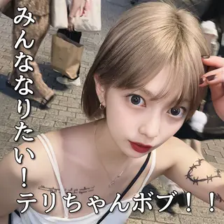 ミディアム カラー かえ🩶韓国ボブ🎀 透明感カラー🥣のヘアスタイル