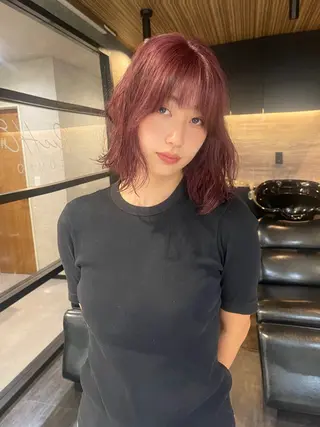 ミディアム レイヤーカット/韓国 /艶髪/ダブルカラーのヘアスタイル