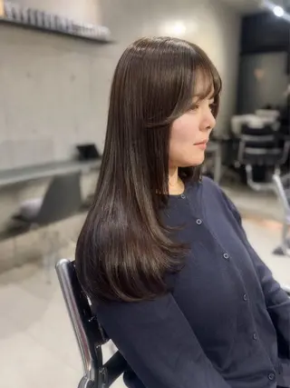 セミロング カラー パーマ ヘアアレンジ 透明感/オリーブ/ グレージュ/YUKAのヘアスタイル