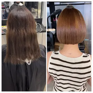 ショート け んブリーチ縮毛矯正のヘアスタイル