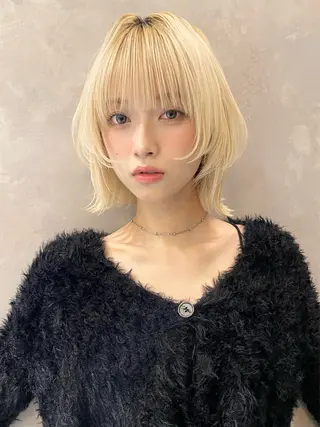 ミディアム ボブ/デザインカラー /表参道/新井美有紀のヘアスタイル