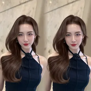 セミロング カラー 新宿/韓国風レイヤー 髪質改善/渋谷直樹のヘアスタイル