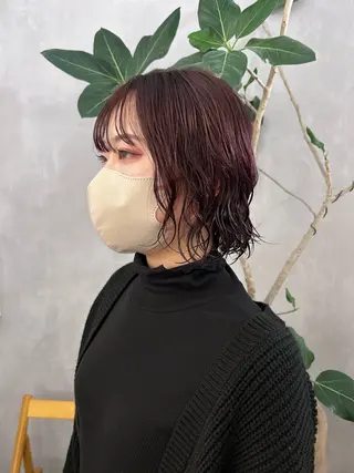 ショート カラー パーマ 切りっぱなしBOB 職人💜Anzuのヘアスタイル