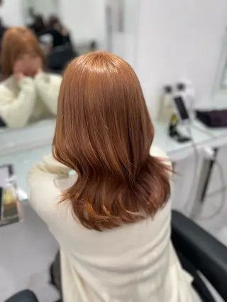 ミディアム カラー トレンド暖色ヘア🍒 miu🍒のヘアスタイル