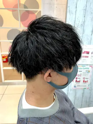 ショート パーマ メンズ 髪質改善× ハイライト溝江のヘアスタイル