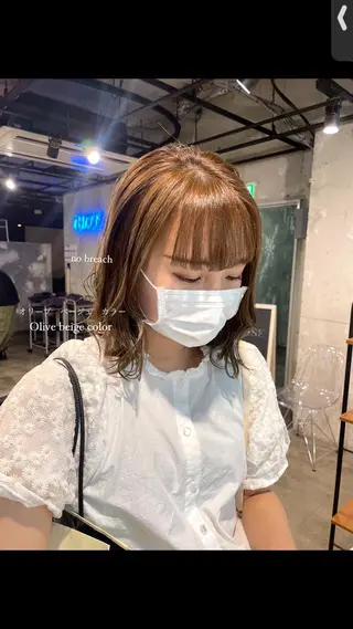 ミディアム カラー パーマ ヘアアレンジ メンズ キッズ ネイル マツエク・マツパ アイブロウ 透明感カラー・レイヤ ー🎀amika🎀のヘアスタイル