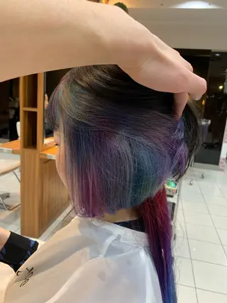 ミディアム カラー 白髪ぼかしハイライト 柳川拓哉のヘアスタイル