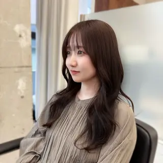 セミロング カラー 縮毛矯正+モテカラー 🎀✨MIHOのヘアスタイル