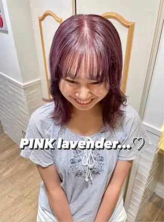 セミロング カラー ヘアアレンジ ハイトーンピンク🍑 ブリーチ🍑RINAのヘアスタイル