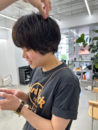 ショート パーマ ボブ/レイヤー/ケア パーマ/リュウタのヘアスタイル