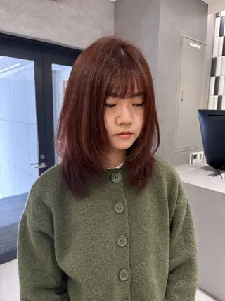 ミディアム カラー 萌花 moeka /韓国/レイヤーのヘアスタイル