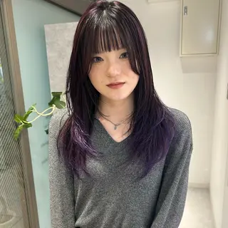 ロング カラー ダブルカラー,透け カラーHINARIのヘアスタイル