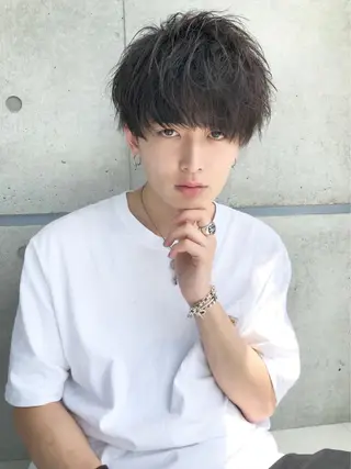 ショート カラー パーマ ヘアアレンジ メンズ キッズ 🟦ニュアンス/メン ズパーマ横浜🟦のヘアスタイル