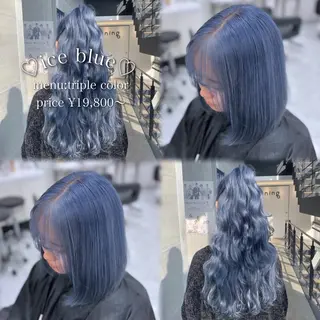 ミディアム カラー 🩵色落ち可愛い 寒色カラー🩵のヘアスタイル