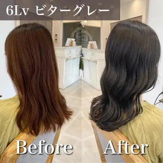 ミディアム カラー ブリーチなし✨艶髪 カラー𓃲YAGIのヘアスタイル