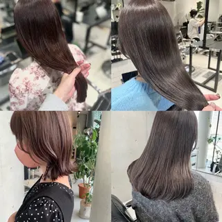 ミディアム カラー パーマ 透明感/オリーブ/ グレージュ/YUKAのヘアスタイル