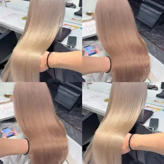 ミディアム カラー ヘアアレンジ 複雑履歴修正/ ハイトーン職人/拓真のヘアスタイル