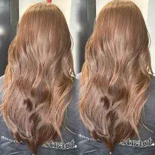 ロング 韓国ヘア/ブリーチ無 しWカラー/オリーブのヘアスタイル