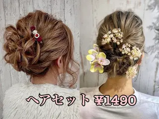 ロング カラー ヘアアレンジ チビ編み込みエクステ シールエクステのヘアスタイル