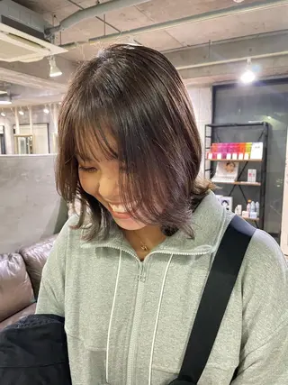 ミディアム カラー ボブヘアカット Rikapi❤️のヘアスタイル