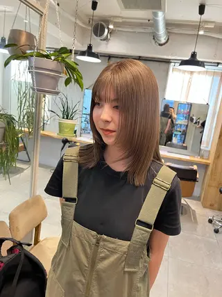 セミロング カラー オリーブ/縮毛♡ Natsuno🩰のヘアスタイル