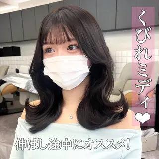 セミロング カラー 韓国ヘア♡ 顔まわりカットayaのヘアスタイル