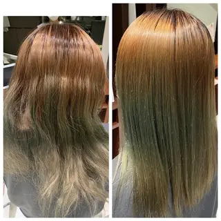 セミロング 髪質改善ストレート、 カラー清野雄大のヘアスタイル