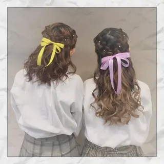 セミロング ヘアアレンジ ヘアセット/着付け 𓇼 松本 夏美𓇼のヘアスタイル