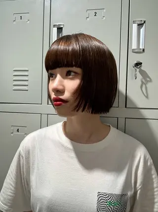 ショート 艶カラー/レイヤー /メンズ/マツエクのヘアスタイル